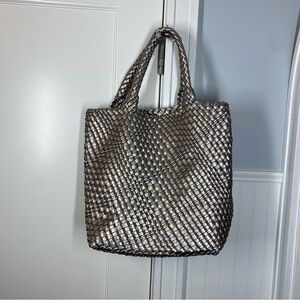 Woven‎ Silver Metallic Tote Bag & Pouch